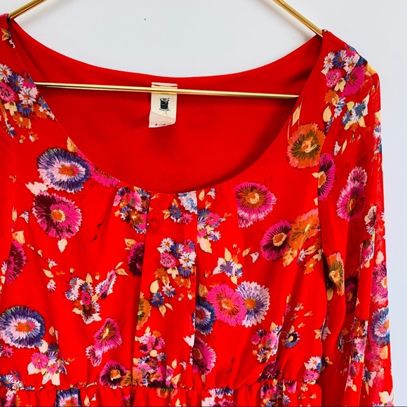 ANTHROPOLOGIE Needle & Thread Red Floral Dress S - Picture 4 of 5